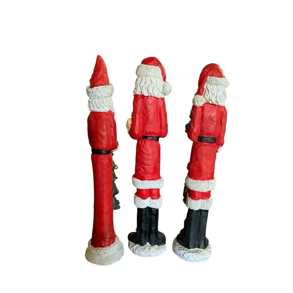 Windsor Collection Lot of 3 Vintage Pencil Santa Figurines Christmas Resin 11.5